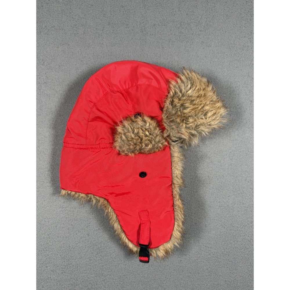 KBETHOS Red Trapper Hat Aviator Bomber Cap Faux Fur Ear Flaps One Size